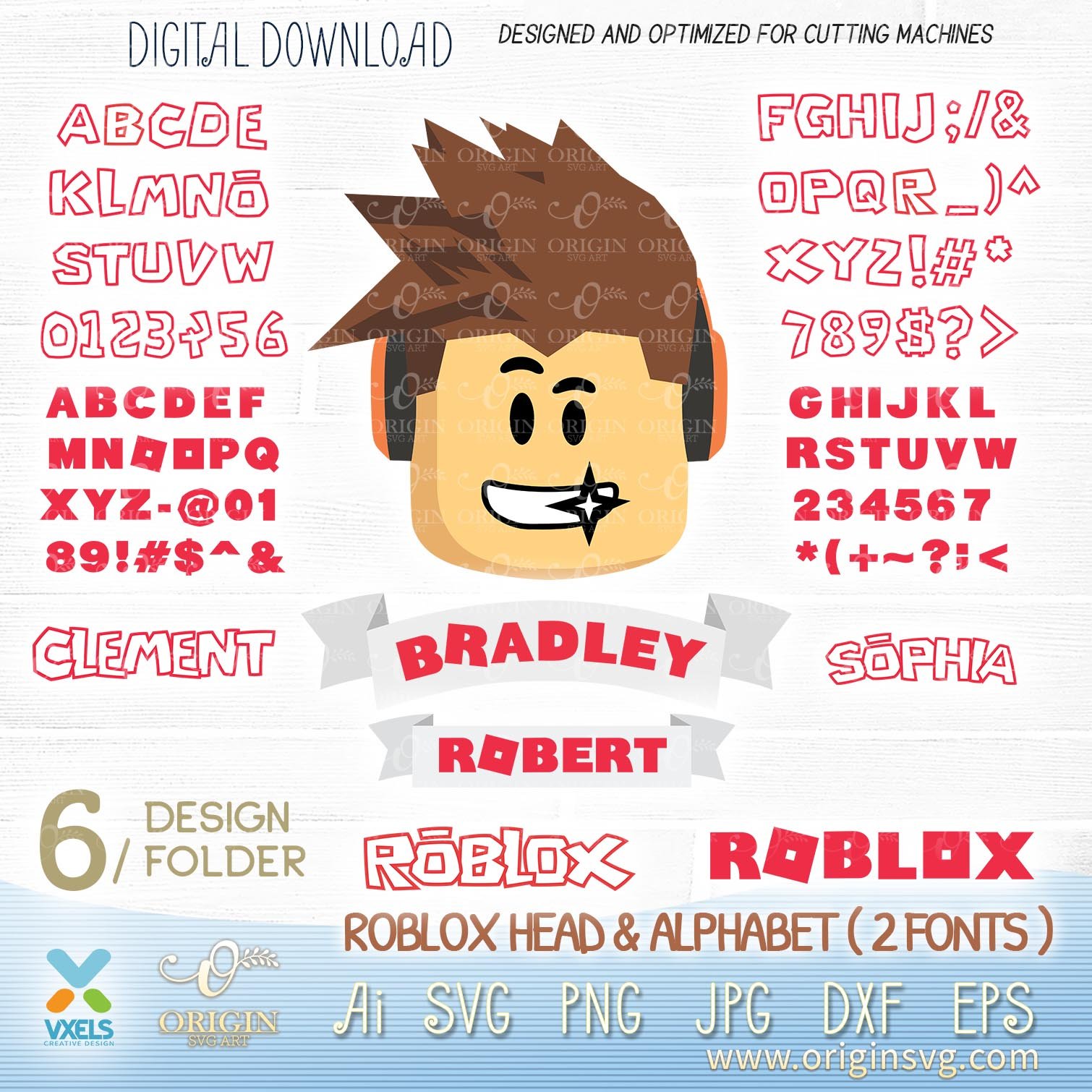 Roblox Head SVG Alphabet Fonts Graphic Roblox Logo Birthday Name Tag